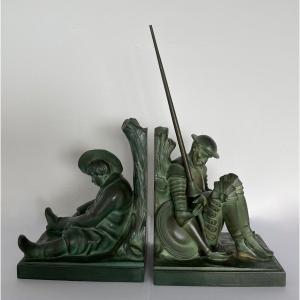 Don Quixote And Sancho Pancha, Bookend Signed Janle