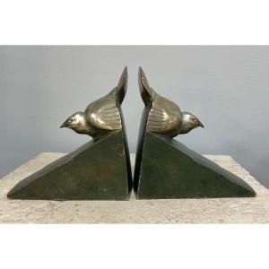 Bronze Bookends Signed Rischmann