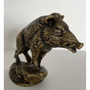 Bronze Mascot Representing A Wild Boar