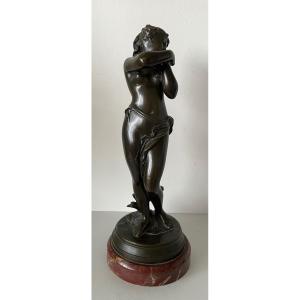 Nymph With Dove, Bronze Sculpture.