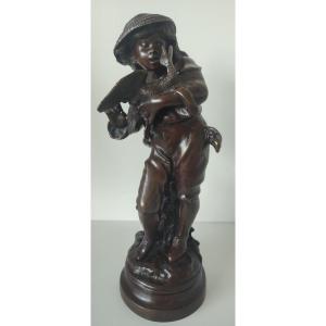 The Child And The Duck, Bronze Sculpture