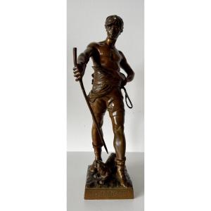 Belluaire With Panther, Bronze Sculpture