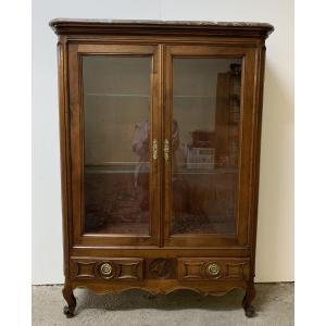 Louis XV Style Walnut Display Cabinet 