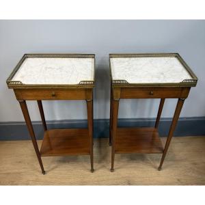 Pair Of Louis XVI Style Mahogany Bedside Tables
