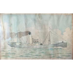 Portrait Of A Boat – La Rochelle - 1912 - Watercolor