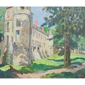 Marthe Debes – View Of A Castle – Oil On Panel – Circa 1920