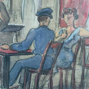 Florane (attributed To) – At The Military Brothel – Gouache On Paper – Circa 1930