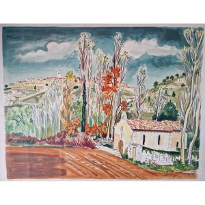 Lithograph By Brayer Yves La Chapelle Saint Jean In Cordes Sur Ciel Proof Artist