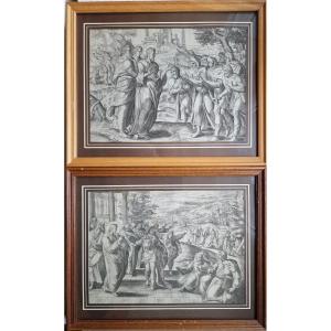 Pair Of Engravings 16th / 17th Christ With Miracles By Gérard Van Groeningen