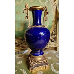 Sévres Porcelain Vase With Japanese Bronze Mount Attributed To Crystal Staircase 
