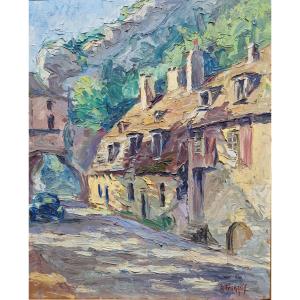 Painting 1950 The Carved Gate Of Besançon Doubs Bourgogne Franche Comté By Robert François