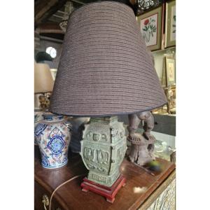 Chinese Bronze Lamp In Archaic Style Archaisante China