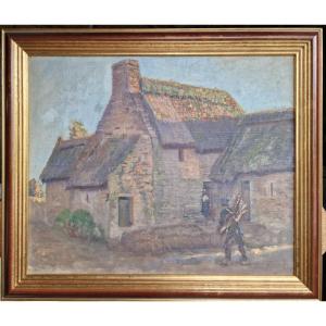 Fagotier Arriving At A Thatched Farm In Brittany In 1890 By Victor Ménard