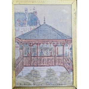 Charming Watercolor Painting From The Kiosk Of Villa Thiebaud In Deauville In July 1884