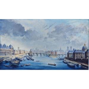 View Of The Louvre Paris The Seine Downstream From The Pont-neuf Reproduction By Jbn Raguenet The Louvre