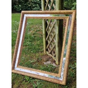 Large Gilt Wood Art Deco Frame With Glazing Beads Stamped émile Bouche For Watercolor Engraving