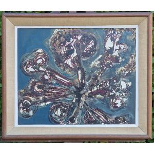 Painting By Claude Viseux (1927-2008) Atomic Composition Dated 1958 Painter Sculptor