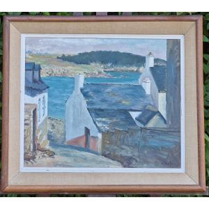 Painting Of An Alleyway Towards The Sea In Port Manec'h Nevez Brittany Near Pont-aven By Pierre Beston 