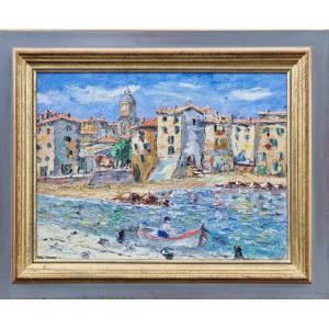 Painting Saint Tropez The Fishermen's Hold At The Port In 1936 Oil On Canvas