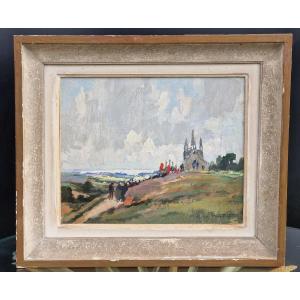 Breton Painting, The Pardon Of Tronoën, By R. De Maubert, Brittany, Finistère