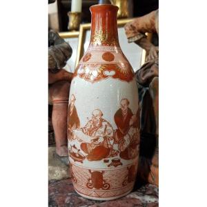 Japanese Kutani Porcelain Vase Artist Mark Around 1900 Decor Of Scholars
