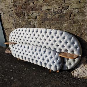 Satin Tufted And Sycomore Bed With  Armchair St. De Suzanne Guiguichon