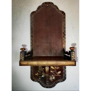 Wall Shelf, Lacquered & Inlaid Wood, Shibayama, Meiji Japan, 19thc
