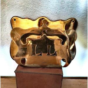 Great Letter Holder, Openworked Brass, Trench Art, Folk Art, Circa 1915