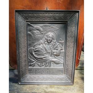Rare Cast Iron Plate, Posch Leonard, Circa 1820, John The Evangelist