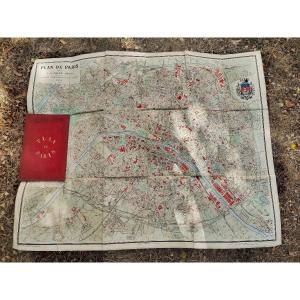 Plan Of Paris Malte Brun, J.rouff Et Cie Imprimerie Ehrard, 1893, Period Canvas & Cardboard