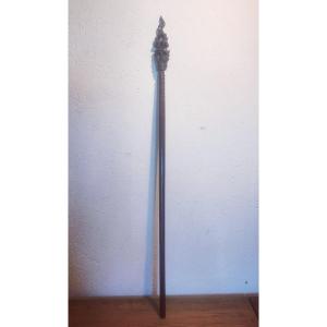 Beautiful Carved Hongmu Wood Staff, Flame, China Late 19th Century 