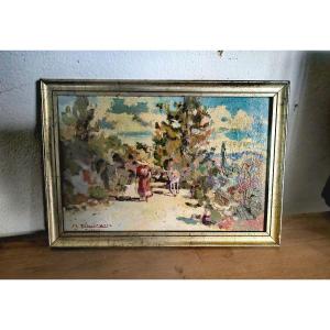 Beautiful Painting On Panel, Chemin De Provence, M. Zimmermann, 20th Century Ondulism 