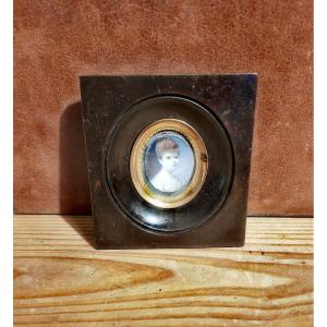 Small Miniature, High Quality, Portrait Of A Woman, Ernest (joseph Angelon) Girard, 19th Century