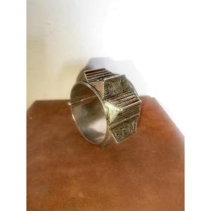 Beautiful Solid Silver Bracelet, Filigree Work, Characters, North Africa Early 20th Century