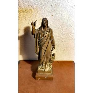 Bronze Figural, Bronze Base, Saint Jean The Evangelist & Eagle, 19th C
