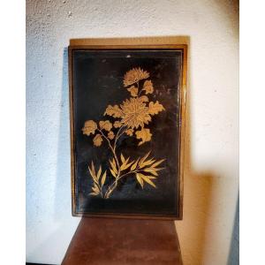 Beautiful Lacquer Panel, Floral Decor, Vietnam Or Cambodia, Late 19th Century