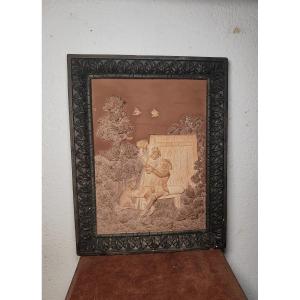 Decorative Plate Terracotta Siderolith, 4 Colors, Johann Maresch, Ca.1900, Tavern Scene