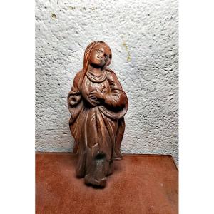 Beautiful Linden Sculpture, Weeping Mary Magdalene, Carved Wood, Late 17th C