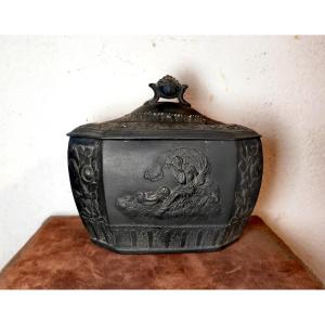 Rare Octagonal Black Basalt Sugar Pot  Or Tureen, Turner & Sons, England Ca 1780-1810