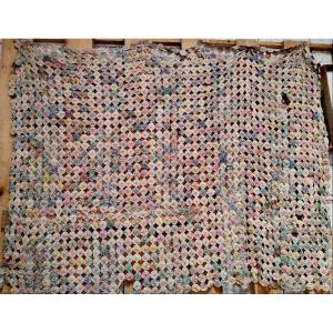 Large Bedspread, Reclaimed Fabric, Yo-yo Quilt, Usa, Circa 1929-1950's