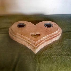 Rare Heart-shaped Inkwell, Pink Marble And Lead, Europe, Early 19th Century