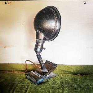 Rare Adjusto Lite Clip Lamp, Patinated Metal, Usa, Circa 1910s