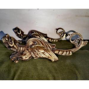 Nice Pair Of Gilt Bronze Elements, Griffins, For Furniture Or Pegs, France XIXth Century