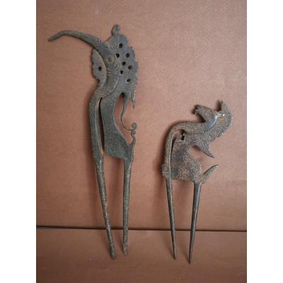 Indonesian, 2 Betel Nutcrackers, Wrought Iron Scissors, Animal Figural, 19thc Or Earlier