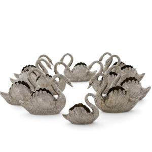 A Set Of Twelve Silver And Vermeil Swans