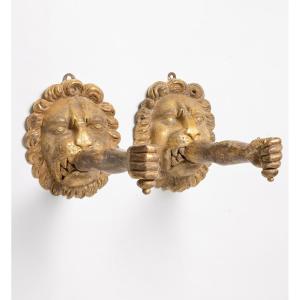 Pair Of Baroque Gilded Wood Light Arms