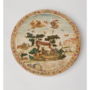 Venetian Tray On A Wooden Pedestal And Arte Povera