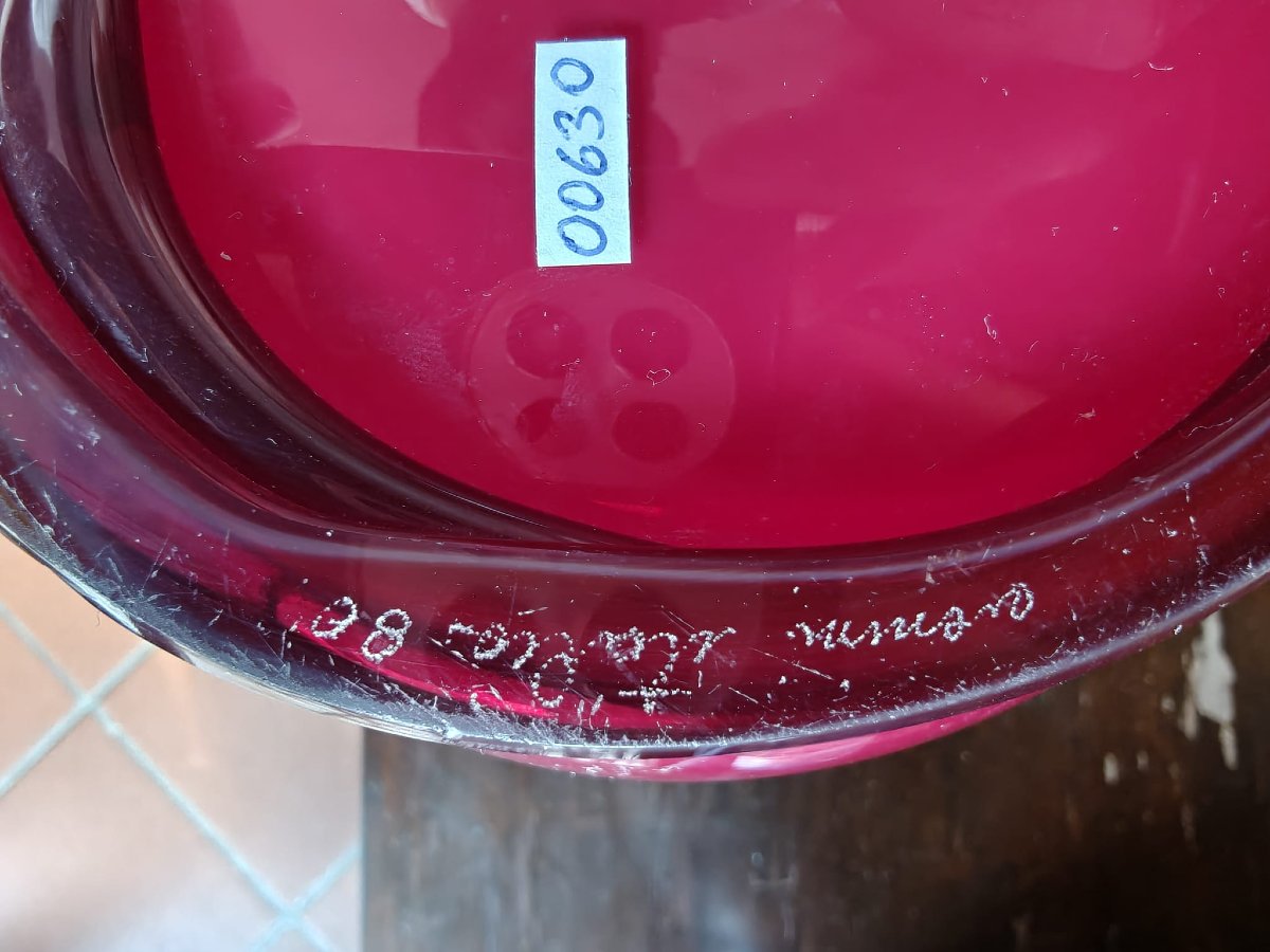 Vaso opalino Venini 1980 rosso-photo-1