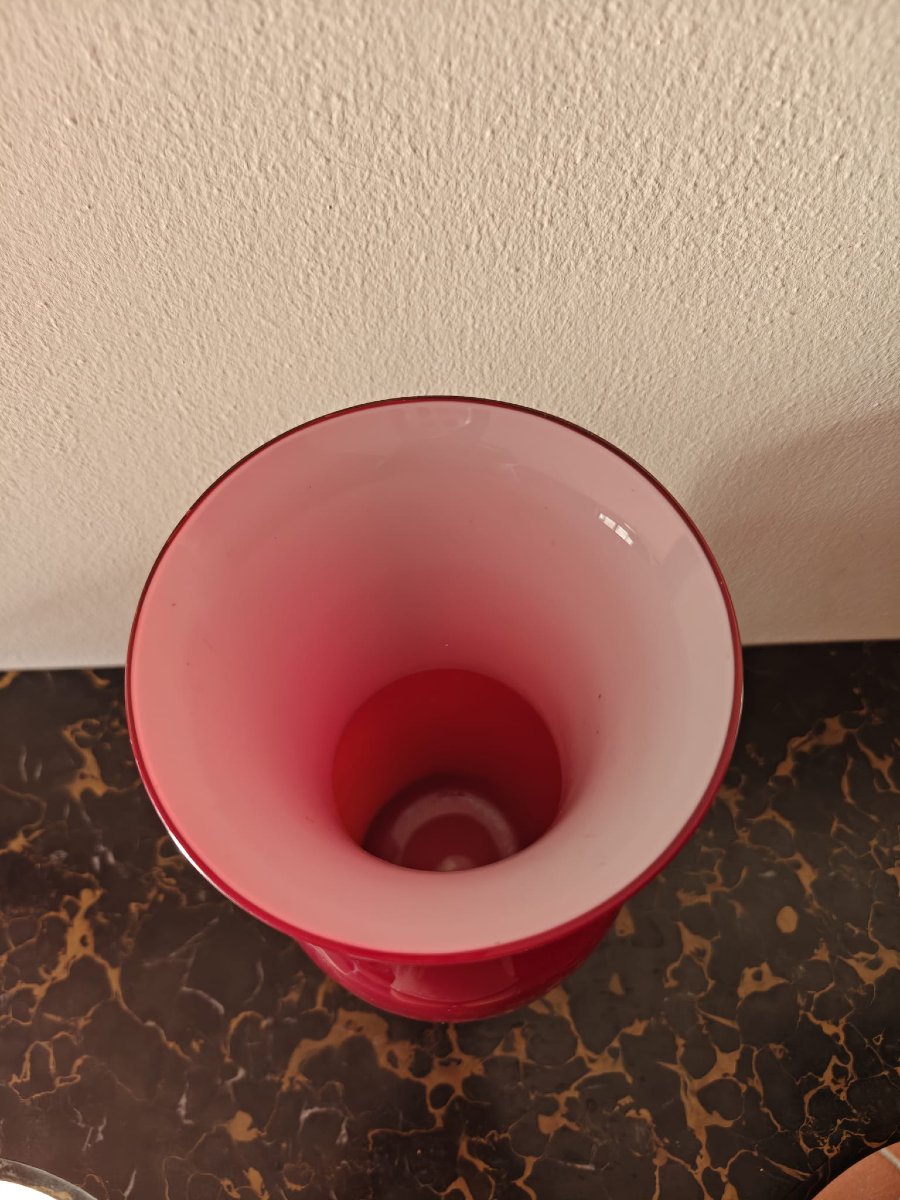 Vaso opalino Venini 1980 rosso-photo-2