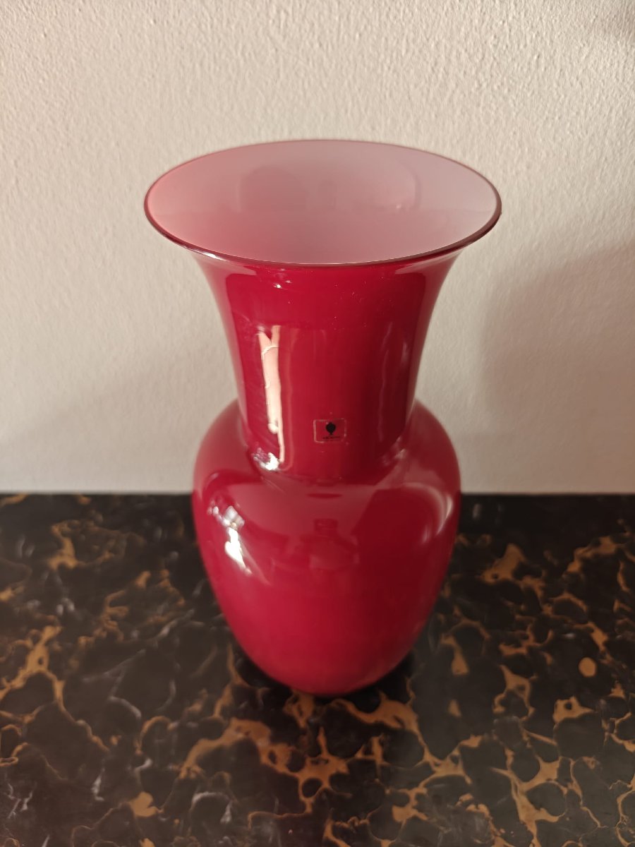 Vaso opalino Venini 1980 rosso-photo-3